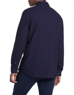 Dobby Long Sleeve Shirt In Indigo -Men's Fashion 903544750 3 720x928