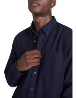 Dobby Long Sleeve Shirt In Indigo -Men's Fashion 903544750 4 720x928