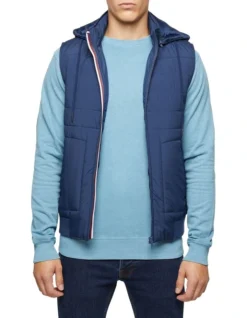 Oxford Jack Eco Filling Puffa Vest With Hood Blue