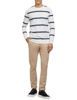 Oxford Rugby Stripe Long Sleeve T-Shirt Ecru/Blue -Men's Fashion 905319460 5 720x928