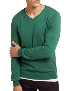 Oxford Perry Tipping V-Neck Cashmere Blend Pullover Green -Men's Fashion 905637160 4 720x928