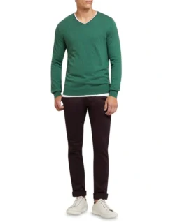 Oxford Perry Tipping V-Neck Cashmere Blend Pullover Green -Men's Fashion 905637160 5 720x928