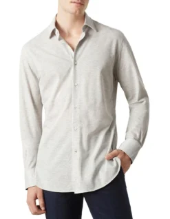 Madigan Pique Long Sleeve Shirt Grey