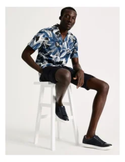 Vanuatu Floral Print Short Sleeve Relaxed Shirt In Navy -Men's Fashion 909998290 5 720x928