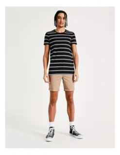 Sebastian Stripe Short Sleeve Tee In Black