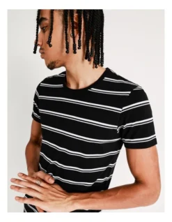 Sebastian Stripe Short Sleeve Tee In Black 12 Sebastian Stripe Short Sleeve Tee In Black -Men's Fashion 911191960 4 720x928