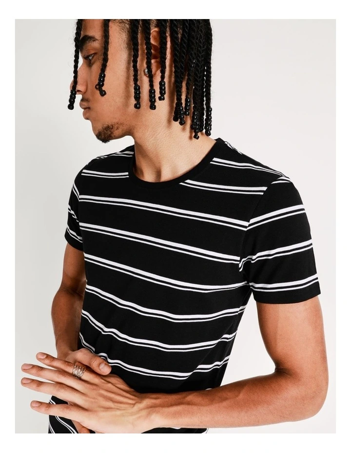 Sebastian Stripe Short Sleeve Tee In Black 6 Sebastian Stripe Short Sleeve Tee In Black - Image 4