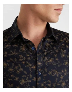 Fabian Slim Floral Shirt In Navy -Men's Fashion 911455660 3 720x928