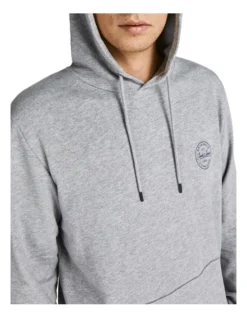Jack & Jones Shark Sweat Hood In Light Grey Melange -Men's Fashion 913651210 3 720x928