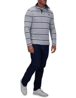 Stripe Pigment Dye 1/4 Zip Sweat In Grey -Men's Fashion 915452020 7 720x928