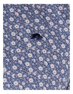 Blossom Print Poplin Short Sleeve Shirt In Blue -Men's Fashion 916060690 5 720x928