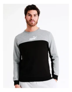 Puma Ess Block Crew Sweater In Black/Grey -Men's Fashion 916803820 4 1 720x928