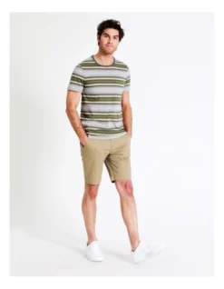 Nimbin Stripe Short Sleeve Tee In Khaki -Men's Fashion 917303230 5 720x928