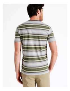Nimbin Stripe Short Sleeve Tee In Khaki -Men's Fashion 917303230 7 720x928