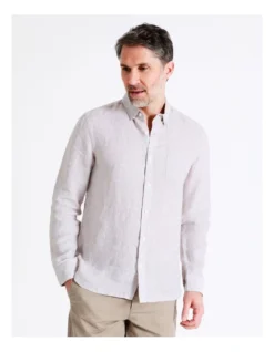 Bodega Linen Button Down Long Sleeve Shirt In Natural -Men's Fashion 918069760 5 720x928