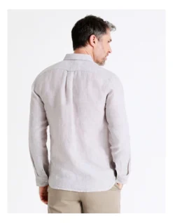 Bodega Linen Button Down Long Sleeve Shirt In Natural -Men's Fashion 918069760 7 720x928