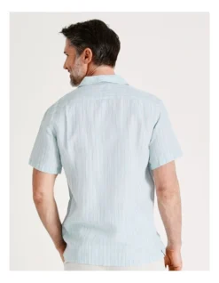 Bennison Stripe Short Sleeve Shirt In Light Blue -Men's Fashion 918072190 4 720x928