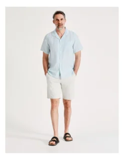 Bennison Stripe Short Sleeve Shirt In Light Blue -Men's Fashion 918072190 5 720x928