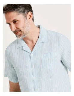 Bennison Stripe Short Sleeve Shirt In Light Blue -Men's Fashion 918072190 7 720x928