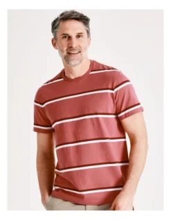 Fitzroy Stripe Short Sleeve T-shirt In Red -Men's Fashion 918072640 4 720x928