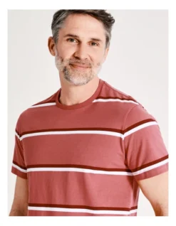Fitzroy Stripe Short Sleeve T-shirt In Red -Men's Fashion 918072640 5 720x928