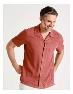 Stradbroke Short Sleeve Jacquard Shirt In Red -Men's Fashion 918073810 2 720x928
