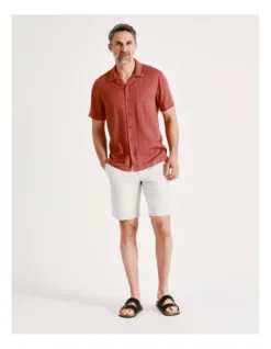 Stradbroke Short Sleeve Jacquard Shirt In Red -Men's Fashion 918073810 3 720x928