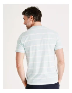 Revesby Short Sleeve Stripe T-Shirt In Light Blue -Men's Fashion 918074170 7 720x928