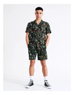 Desert Garden Print Short Sleeve Rayon Shirt In Navy -Men's Fashion 918082450 3 1 720x928