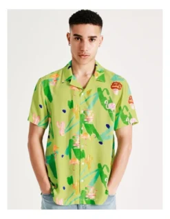 Barkly Print Short Sleeve Rayon Shirt In Green 11 Barkly Print Short Sleeve Rayon Shirt In Green -Men's Fashion 918083620 3 720x928