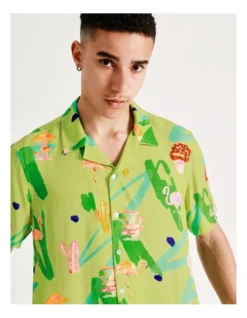 Barkly Print Short Sleeve Rayon Shirt In Green 13 Barkly Print Short Sleeve Rayon Shirt In Green -Men's Fashion 918083620 5 720x928