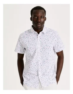 Gordon Geo Print Short Sleeve Relaxed Shirt In White -Men's Fashion 918593650 2 720x928