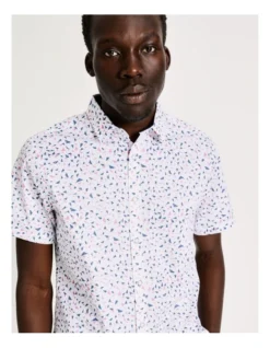 Gordon Geo Print Short Sleeve Relaxed Shirt In White -Men's Fashion 918593650 4 720x928