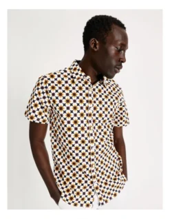 Harry Geo Print Short Sleeve Slim Shirt In White -Men's Fashion 918594550 4 720x928