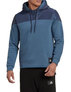ADIDAS Fleece Woven Hoodie In Blue
