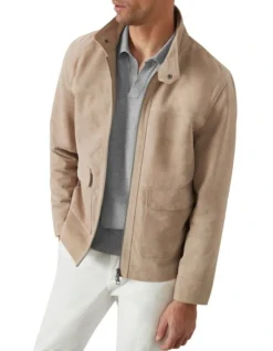 Connery Suede Aviator Jacket In Sand