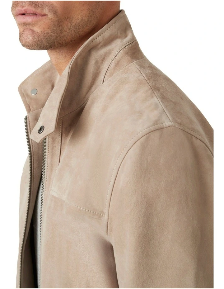 Connery Suede Aviator Jacket In Sand 5 Connery Suede Aviator Jacket In Sand - Image 3