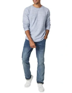 Waffle Knit Sweat Top In Blue Marle -Men's Fashion 928136260 3 720x928