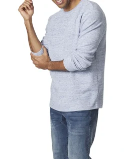 Waffle Knit Sweat Top In Blue Marle -Men's Fashion 928136260 4 720x928