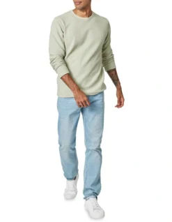 Waffle Knit Sweat Top In Sage -Men's Fashion 928136350 3 720x928