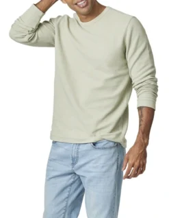 Waffle Knit Sweat Top In Sage -Men's Fashion 928136350 4 720x928