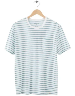 Jones Stripe Short Sleeve Tee In White/Teal -Men's Fashion 928178650 4 720x928