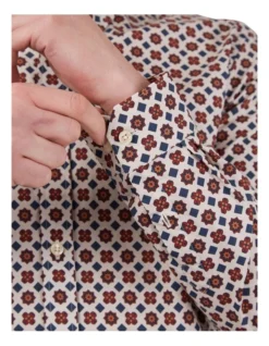 Ben Sherman Foulard Tile Print Long Sleeve Shirt In Claret -Men's Fashion 928331200 3 720x928
