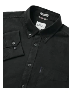 Ben Sherman Signature Organic Oxford Long Sleeve Shirt In Barely Black -Men's Fashion 928331650 5 720x928
