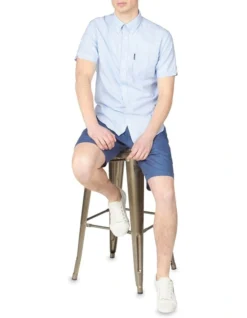 Ben Sherman Signature Organic Oxford Short Sleeve Shirt In Blue -Men's Fashion 928392310 5 720x928