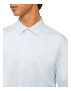 Calvin Klein Nevertuck Long Sleeve Plain Poplin Shirt In Sky -Men's Fashion 928886140 4 720x928
