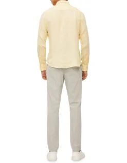 Calvin Klein Nevertuck Long Sleeve Plain Linen Shirt In Ecru -Men's Fashion 928886680 3 720x928