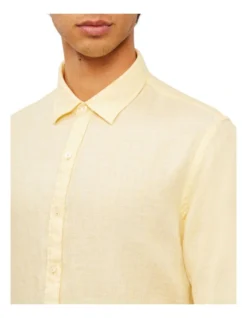 Calvin Klein Nevertuck Long Sleeve Plain Linen Shirt In Ecru -Men's Fashion 928886680 4 720x928