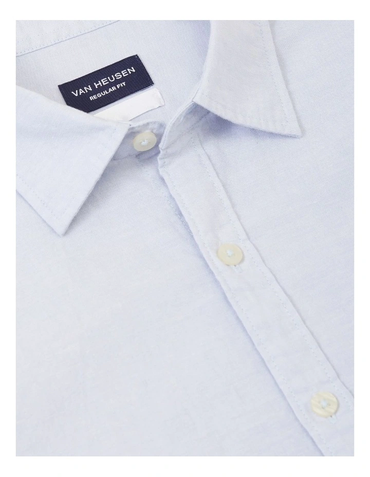 Van Heusen Nevertuck Long Sleeve Linen Shirt In Blue 6 Van Heusen Nevertuck Long Sleeve Linen Shirt In Blue - Image 4