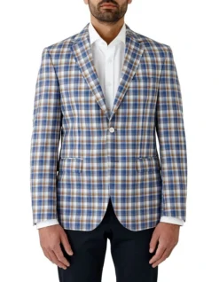Cambridge Hawthorn Modern Fit Sports Jacket In Blue Multi